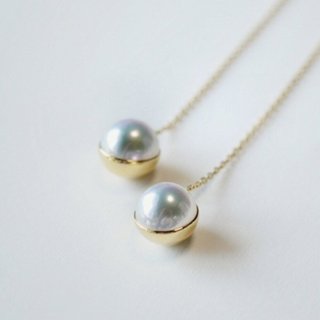 【月輝珠寶】7-8mm 日本極光 Akoya 海水珍珠 18K金耳線 半圈系列 長款耳墜設計 氣質百搭 防過敏耳環