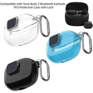 TPU 耳機套相容 JBL Tune Buds 2,帶登山扣的開關設計保護套,適合日常使用和旅行