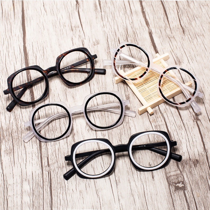 日系板材多邊形玳瑁眼鏡 個性文藝眼鏡 復古粗框眼鏡框  時尚眼鏡 古無民國抗蘭光護目眼鏡 個性玳瑁百搭眼鏡 文藝港風鏡框