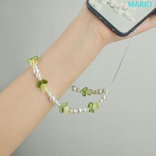 MARIO Tulip Bead 手機吊飾帶,珍珠珠鬱金香鬱金香手機鏈,DIY 手機鏈玻璃花 Y2K 花朵串珠手機帶女孩
