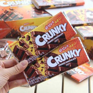 限時特價💥韓國進口Lotte樂天crunky脆米巧克力豆休閒解饞小零食罐裝排塊