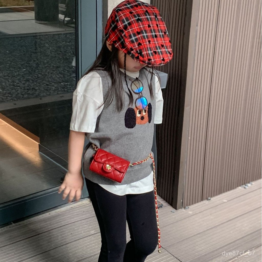 喵咪咪童裝【免運+全店促銷】新款公主小女孩小香風PU迷你兒童小包包鏈條斜跨山茶花超小配飾包 兒童包包 兒童斜背包