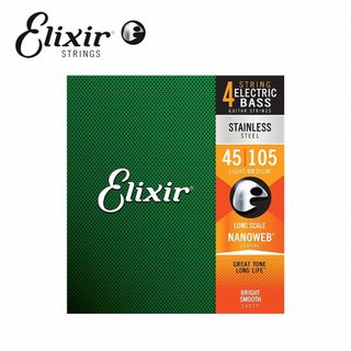 (請先確認有無現貨) Elixir 14677 Nanoweb 薄包覆 貝斯四弦套弦 45-105【敦煌樂器】