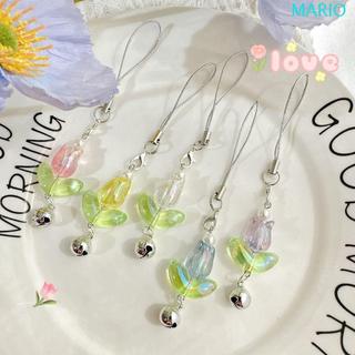 MARIO Tulip 手機吊飾,花朵串珠手機掛繩,Y2K 美學亞克力吊墜手工手機鏈女孩女式