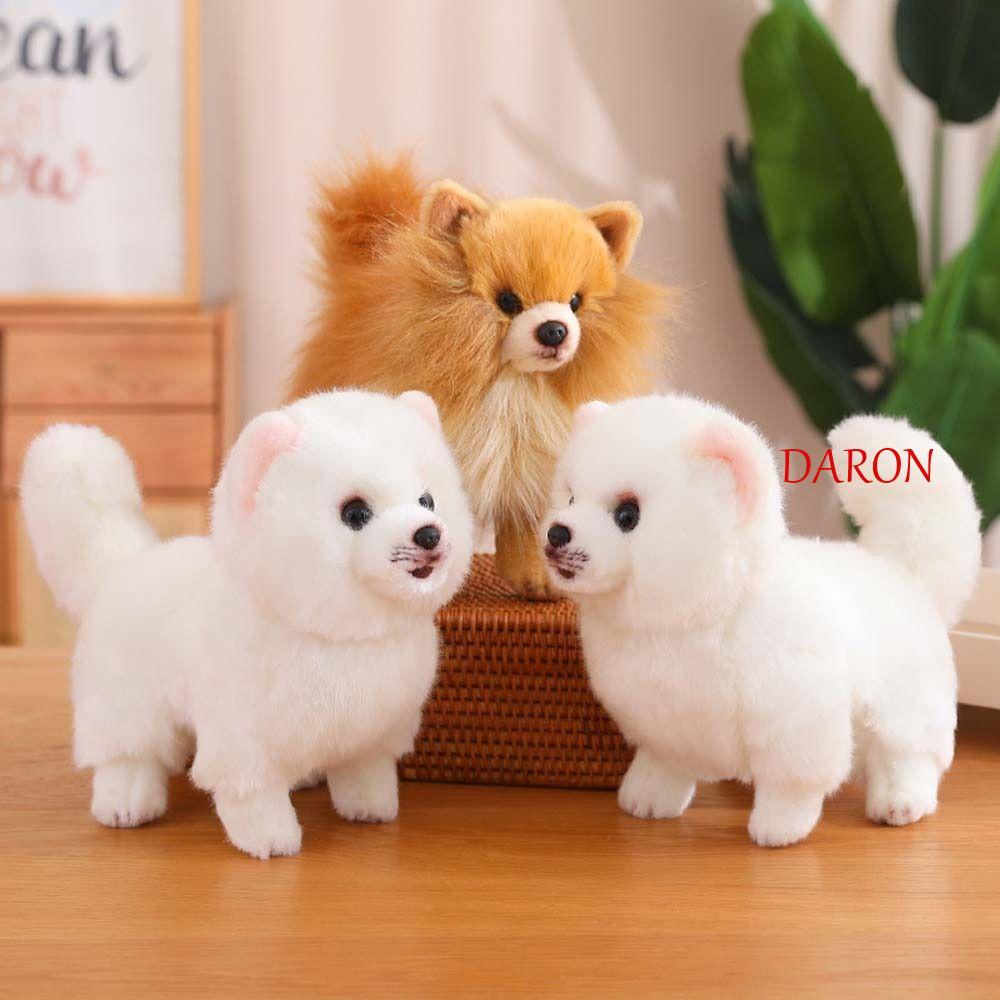 DARON 仿真博美犬,毛絨動物寵物娃娃博美犬毛絨玩具,可愛站立家居裝飾蓬鬆填充小狗娃娃生日