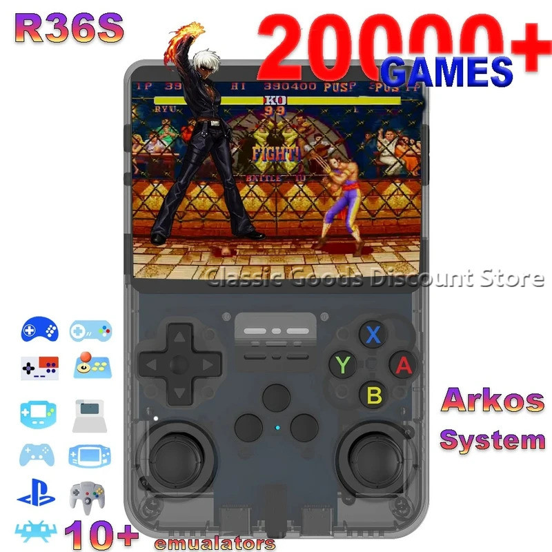 R36S 復古手持遊戲機原裝 Arkos 系統 3.5 英寸 IPS 屏幕便攜式袖珍視頻播放器 64GB 128GB 兒
