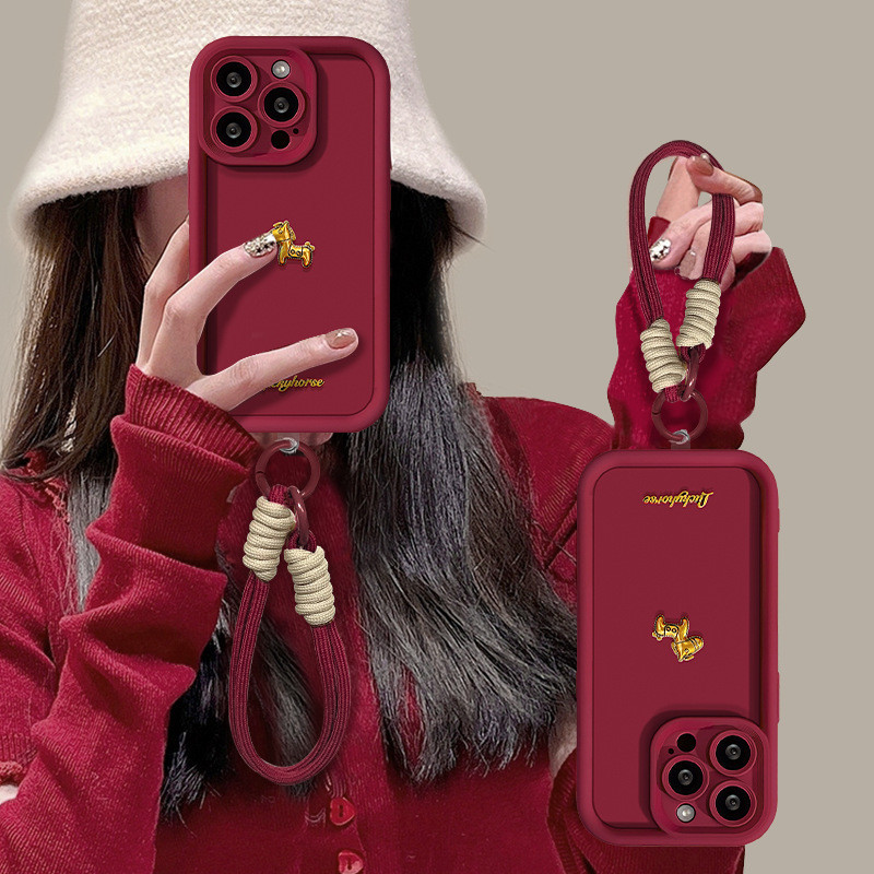 ZX甄選✨馬年手機殼 新年手機殼 17殼 小馬公仔掛繩適用蘋果17新年手機殻iphone15磨砂硅膠16華為mate80