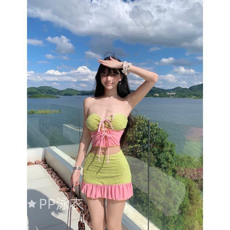 「今日推薦🔥」泳衣女純欲風可愛少女大小胸性感辣妹保守分體三件套比基尼BIKINI
