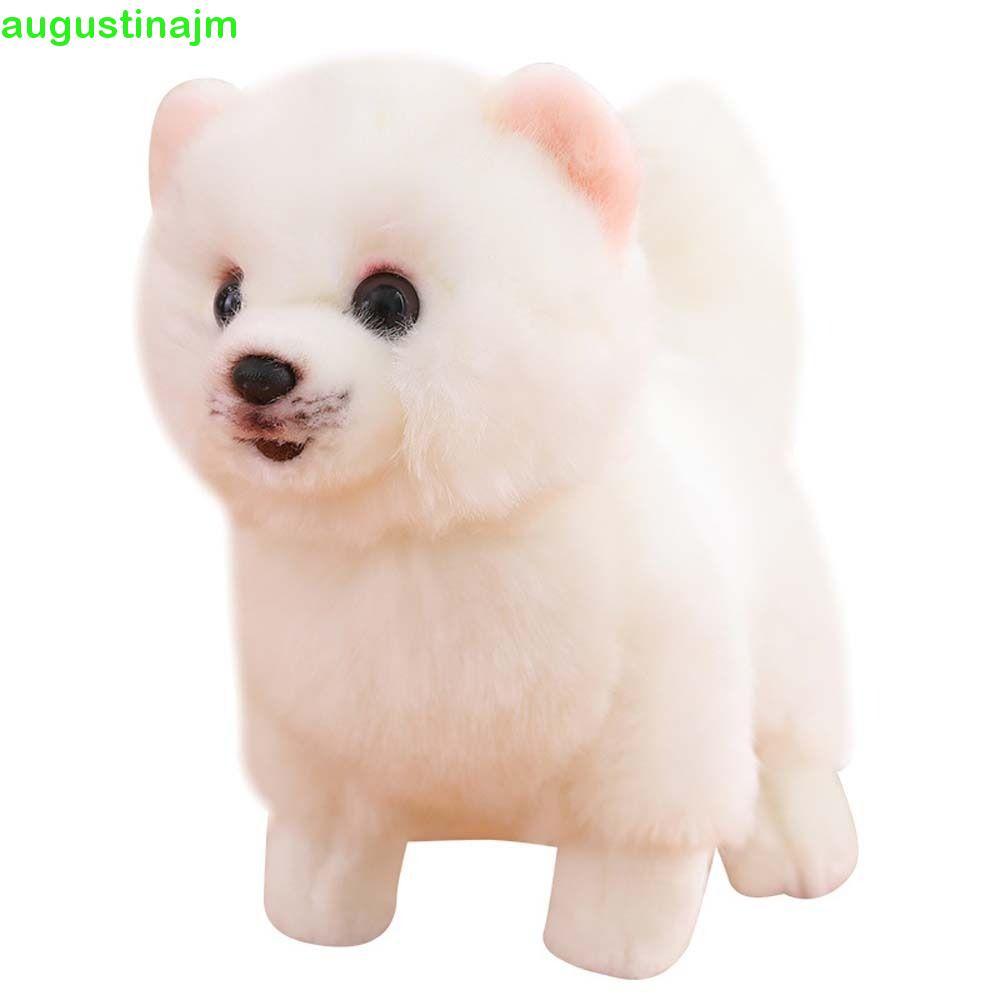 AUGUSTINAJM博美犬絨毛玩具,毛絨動物常設模擬博美犬,寵物娃娃蓬鬆的居家裝飾毛絨小狗娃娃