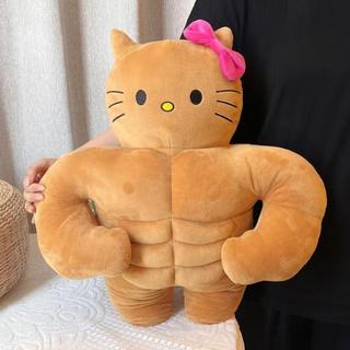 💖限時特惠💖肌肉KT貓毛絨玩具 腹肌凱蒂貓公仔 hellokitty玩偶送朋友 搞怪禮物 肌肉男女 kt毛絨玩具