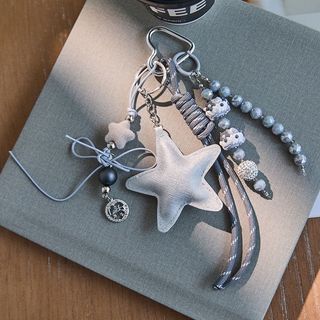 【安安】ins星星韓系串珠愛心鑰匙扣包包掛件繩 包包 書包 揹包手機掛飾 掛件 汽車 鑰匙扣 裝飾品 可愛情侶禮物