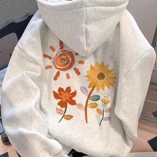 愛依依 大學T 帽T 學院風 學生上衣S-3XL新款情侶獨特別緻太陽印花連帽衛衣-11297.