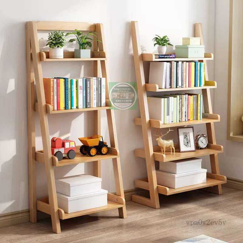 可開發票 實木梯形多層置物架 書柜 實木書架 兒童書架 花架 床邊置物架 客廳擺架 階梯式北歐臥室客廳陽台落地收納架