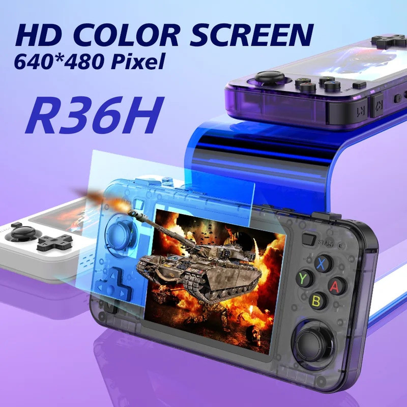 全新 R36H 復古手持遊戲機 Consolas R36S 水平開源便攜式袖珍視頻播放器 64GB 3.5 英寸