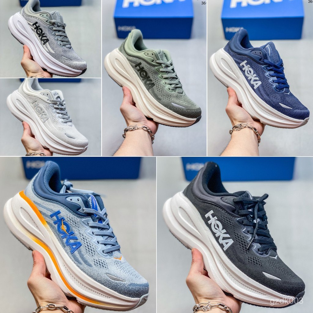 New.HOKA Bondi 9 男士跑鞋 - 輕便緩震透氣彈力打底運動鞋 M3VV