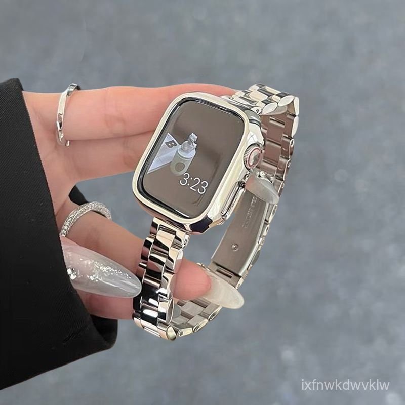 夏天鋼帶適用蘋果S10手錶帶金屬三株高級感ApplewatchS9代新款s87 AMWV