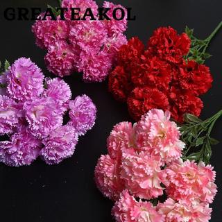 GREATESKOL 模擬康乃馨母親節7頭人造康乃馨花束創意攝影道具絲綢婚禮假花婚禮裝飾