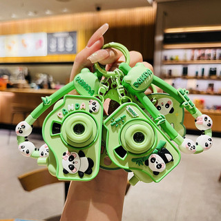 可愛panda熊貓投影照相機鑰匙扣吊飾可愛卡通發光書包吊飾小禮品21221