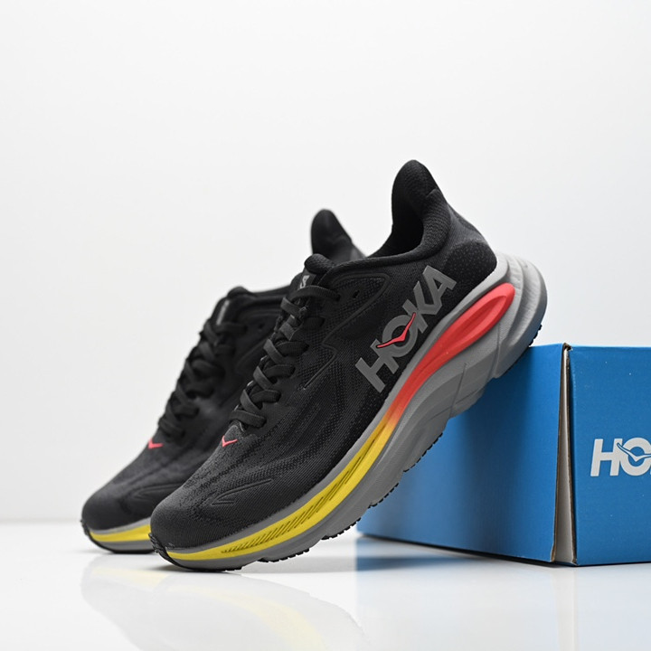 HOKA ONE ONE克利夫頓10跑鞋男士緩震輕便透氣專業黑色