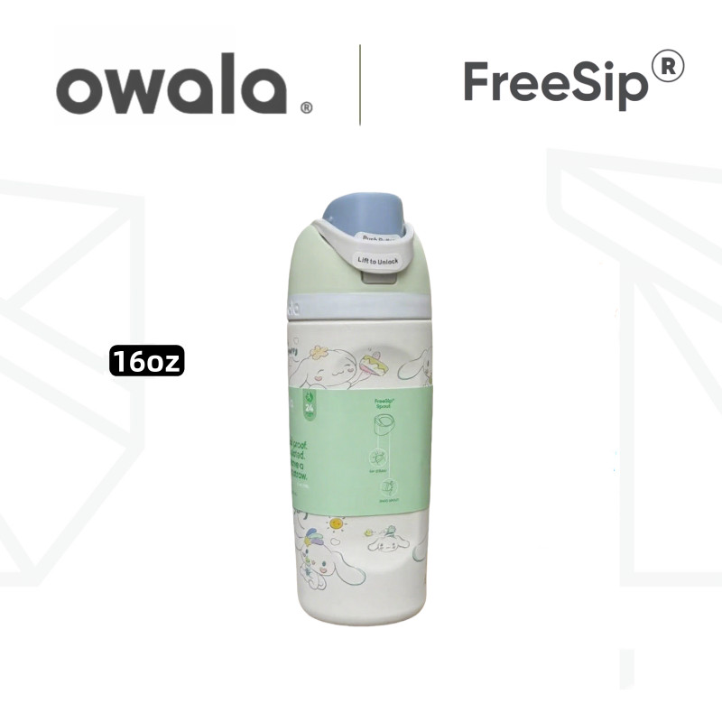 Owala 兒童水壺 16 盎司:防潑濺防漏帶吸管和手柄,絕緣不銹鋼,適合學校、運動、旅行