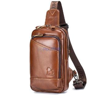 免運🛒全場8折👜STEEL LION 頭層牛皮男士胸包復古時尚多功能單肩斜挎手提包 男包 包包