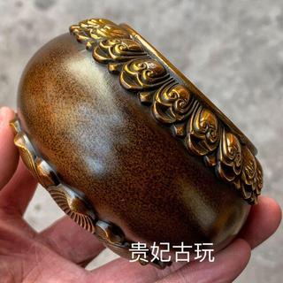 免運 實拍 鄉下收淘老銅器蓮花香爐大明宣德爐純銅鎏金香薰爐擺老物古玩
