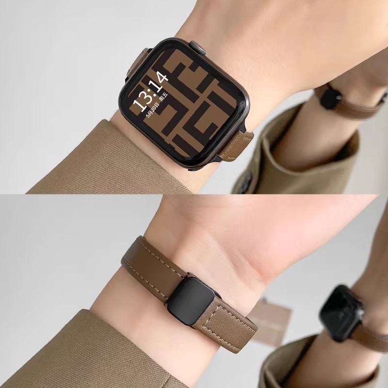 【隔日到貨】愛瑪仕同款真皮錶帶 適用Apple watch11/10/9 皮質錶帶 蘋果手錶錶帶 8 7 6 5 SE