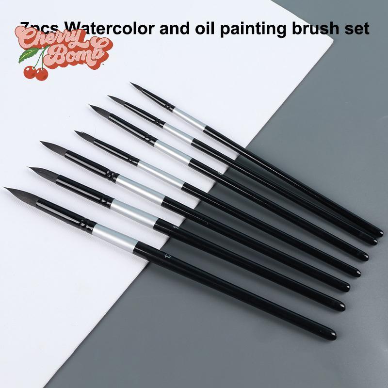(櫻桃炸彈) 7 件套藝術畫筆套裝 - 水粉/H2O 初學者藝術家套件帶木柄(無棚)全新