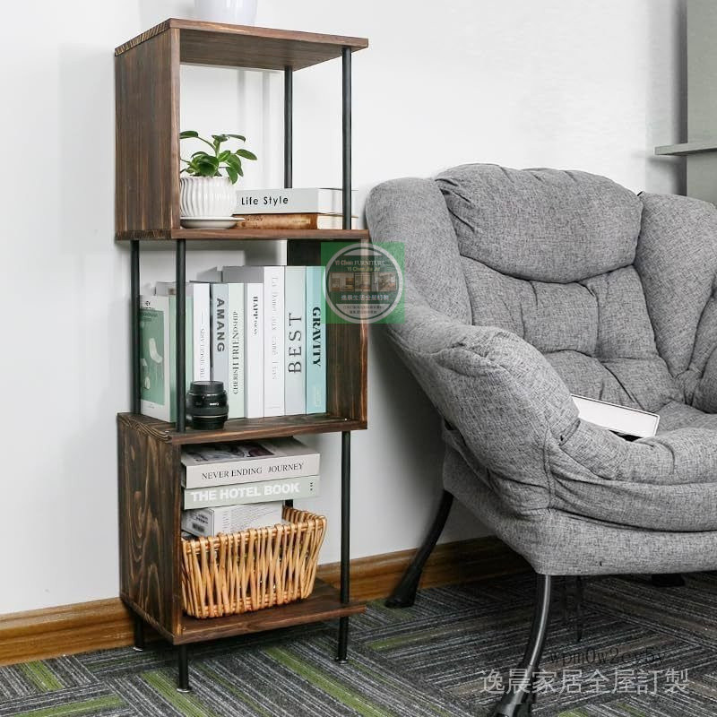 可開發票 實木方格書架 ins簡置物架 落地靠墻組閤客廳兒童學生儲物收納書櫃 格子櫃 矮櫃 書架 邊櫃 收納櫃 展示櫃