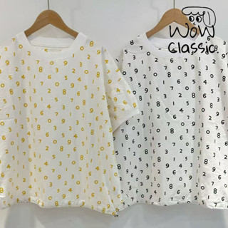 【Wow Classic.】 夏季圓領日系棉T恤寬鬆上衣套頭內搭印花短袖復古棉T