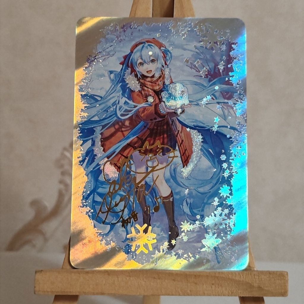 臺灣熱賣⭐雪未來 雪初音 雪MIKU 定製金籤卡牌 折光彩閃工藝卡片 86*59mm