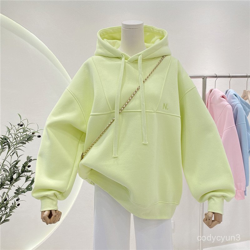 免運 臺灣出貨 冬天加絨加厚 連帽衛衣女 連帽衛衣女加絨加厚新款秋冬oversize百搭小衆套頭帽衫外套潮 W4Z9