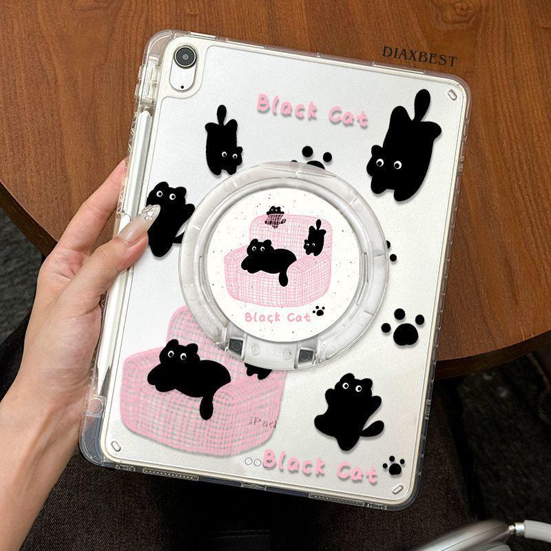 ins风黑猫 防摔 蘋果iPad 11A16 10 9 8 7 pro Air5 Air4 mini6 10.9吋保護殼
