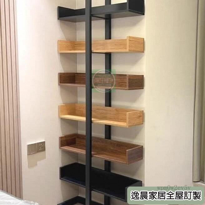 陞級免安裝北歐多層書架轉角夾縫窄墻網紅置物架隔斷黑色一體陽臺