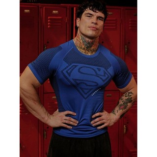 聯名Superman美式新款男士T恤肌肉運動健身透氣緊身衣上衣