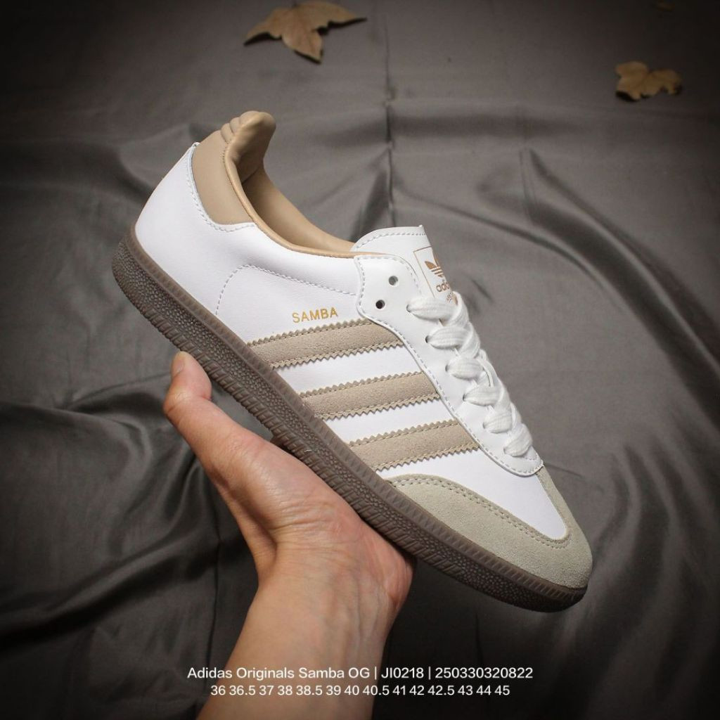 愛迪達 Adidas Originals Samba OG 百搭低幫休閒運動運動鞋白奶茶色 T7CW