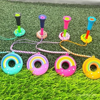 ⛳韓版高爾夫球tee 高爾夫tee 塑膠tee 高爾夫球座 卡通彩色tee 甜甜圈球釘 帶球釘套 83mm 帶防丟繩掛繩