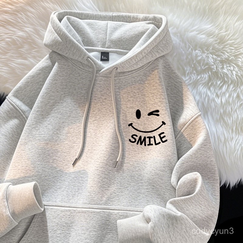 免運 臺灣出貨 冬天加絨加厚 連帽衛衣女 歐貨連帽衛衣女秋冬新款休閒百搭加絨加厚套頭帽衫上衣男生 CI5S