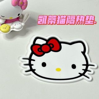 軟矽藻土杯墊 隔熱杯墊 可愛凱蒂貓隔熱墊美樂蒂矽膠杯墊碗墊防滑防燙卡通墊餐墊kitty墊 矽膠杯墊 隔熱保護墊