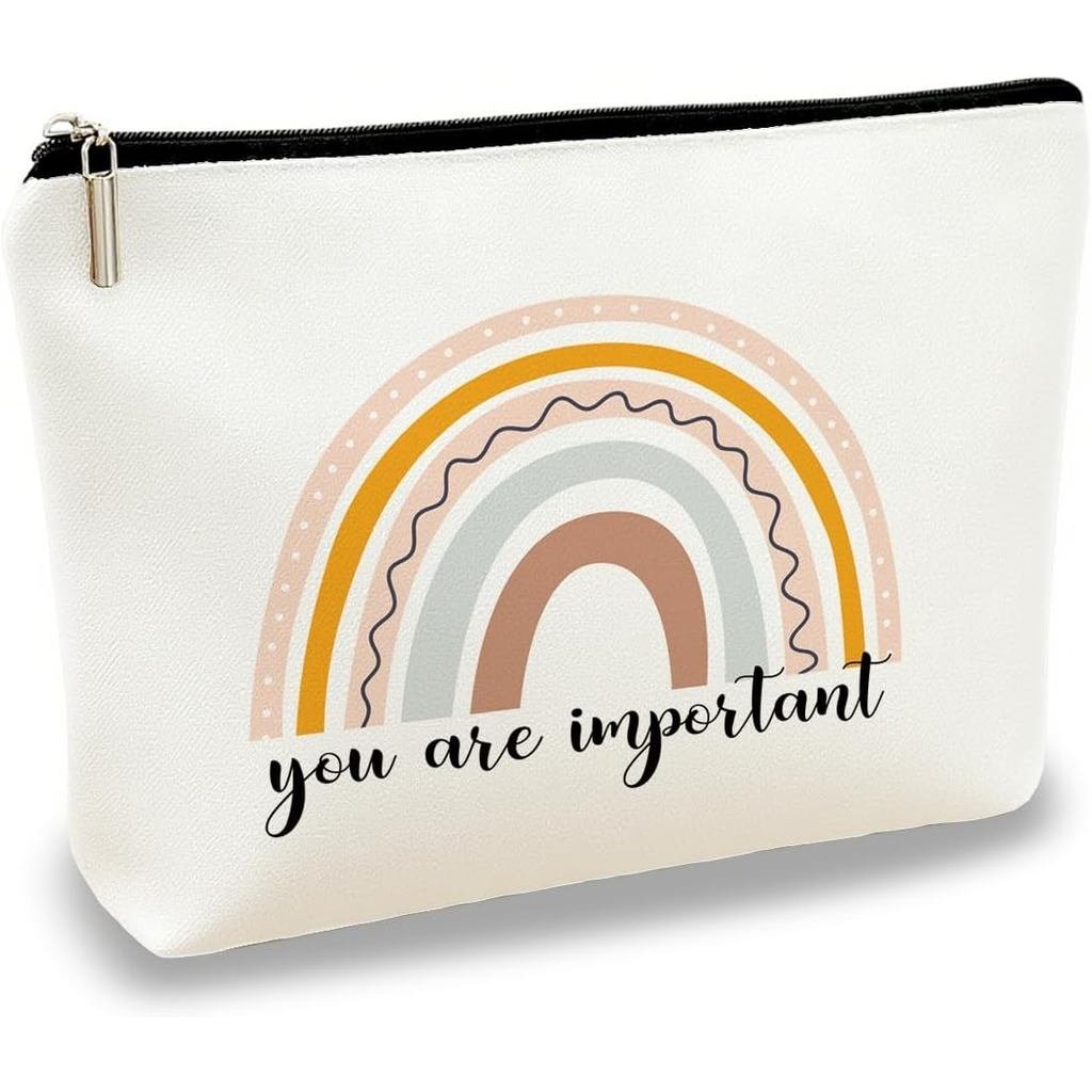 正面帆布化妝包你喜愛的耐用拉鍊化妝包輕巧日常通勤或旅行化妝包適合日常必需品送給朋友或媽媽的有意義的禮物 10。