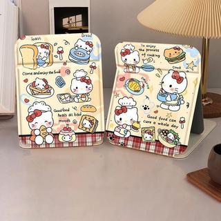 Kitty折疊鏡子 便攜鏡 烘培Kitty凱蒂貓便攜摺疊化妝鏡辦公室大鏡子卡通學生宿舍桌面用 補妝鏡子 隨身鏡