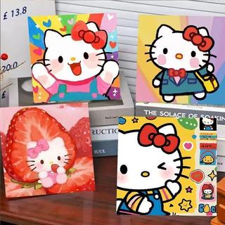 中式美學❣️HelloKitty貓可愛卡通diy數字油畫手工手繪填色油彩減壓填充裝飾