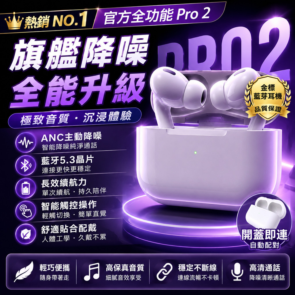 五代藍芽耳機 降噪 藍牙耳機 適用Airpods Pro 2 保護套 藍芽無線耳機 降噪藍芽耳機