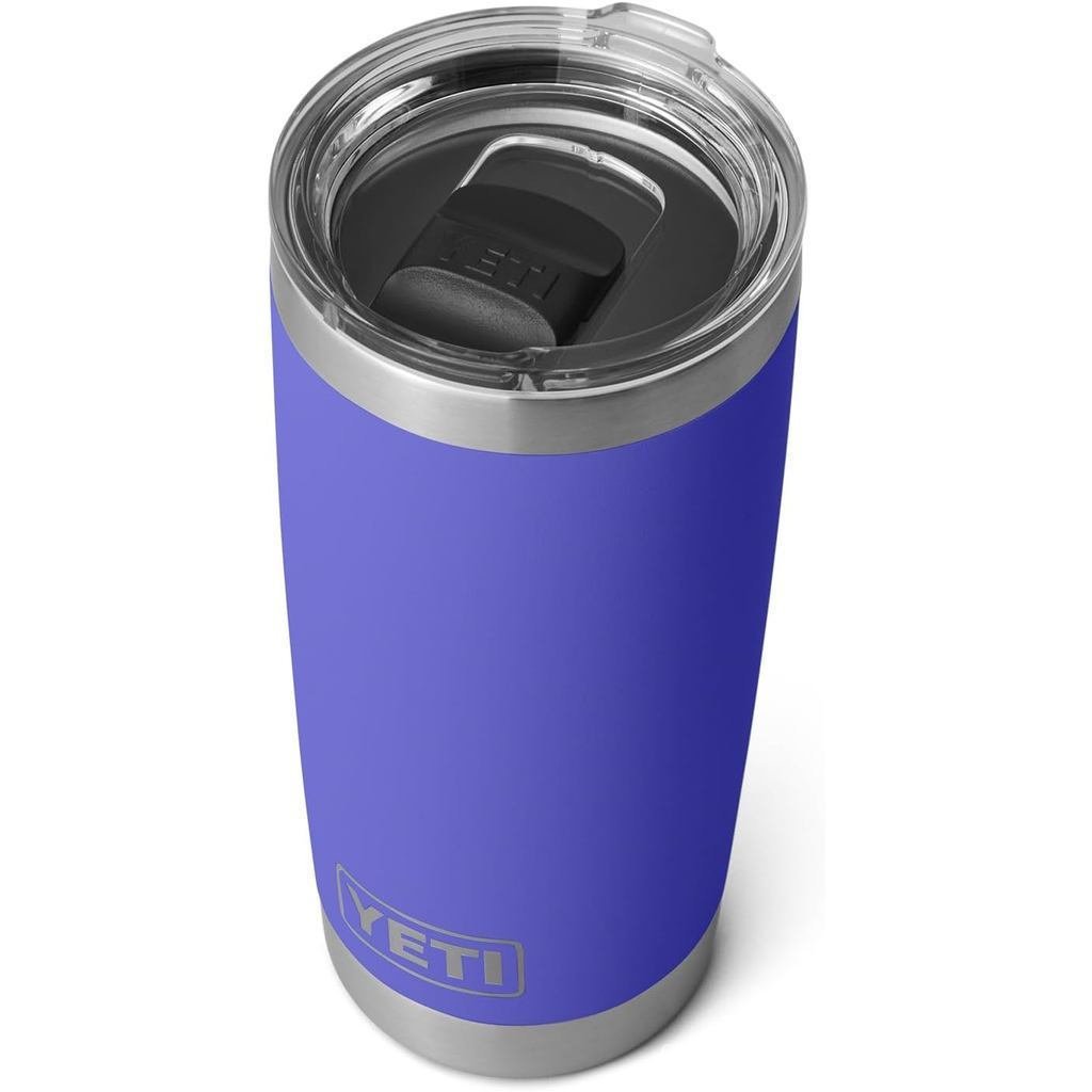 YETI Rambler 20 盎司平杯,不銹鋼,真空絕緣,皮帶 MagSlider 蓋