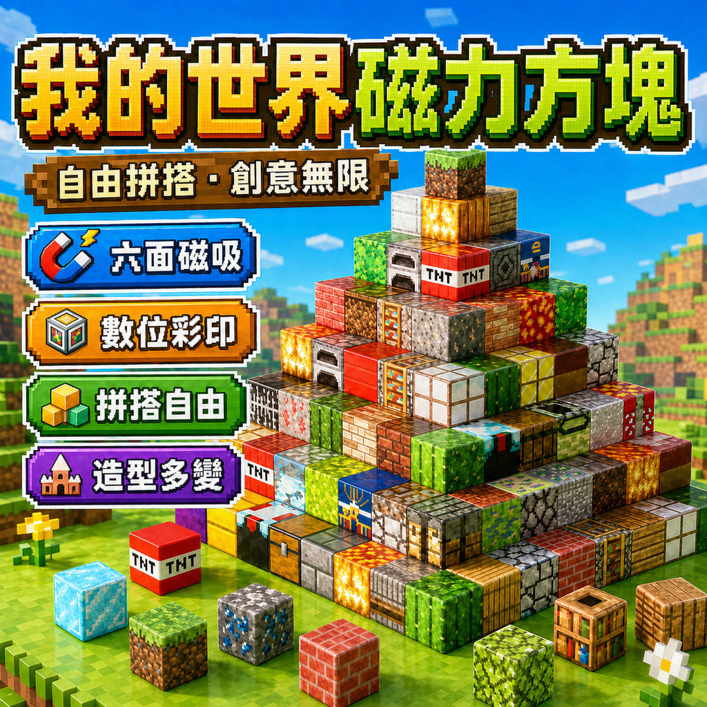 免運升級強磁吸✈️1元一個 我的世界積木塊 磁鐵方塊積木 拼裝積木磁力積木 Minecraft磁吸積木 益智麥塊拼裝積木
