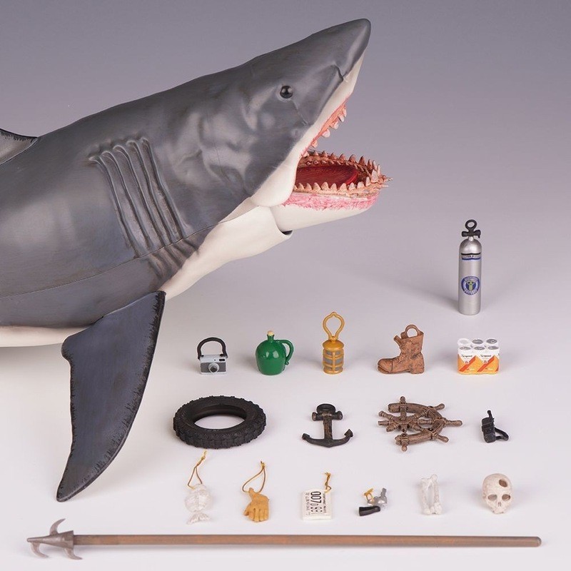 電影版大白鯊新品 NECA大白鯊 JAWS電影版場景大白鯊多配件 12寸 50週年鯊魚仿真動作模型多配件豪華 大白鯊新品
