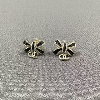 25年25B新款甜美精緻黑色蝴蝶結耳釘