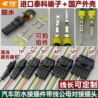 TE汽車防水連接器 2P/3P/4P/5P/6P公母接頭 帶線接線端子設計 汽車電路日常維修替換配件