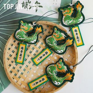 端午節刺繡龍舟香包福壽康寧祈福香囊吊飾艾草花束裝飾配件