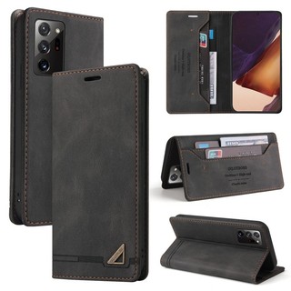 SAMSUNG 適用於三星 Galaxy Note20 Ultra Skin Feel 防盜刷水平翻蓋皮套帶支架和卡槽和